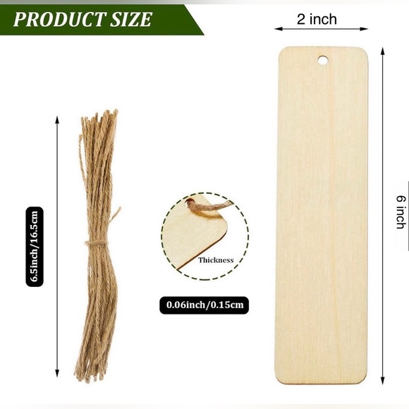 Zonon Large Size Wood Blank Bookmarks DIY Package Tags - Picture 5 of 6